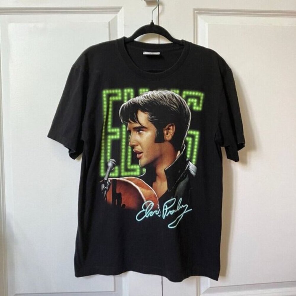 Vintage The Roxx Elvis Presley Sing Stitch Double Sided Black Graphic Tee Large
